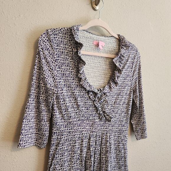 Lilly‎ Pulitzer Blaney Dress Ruffle Trim Navy Size XS - Picture 3 of 13